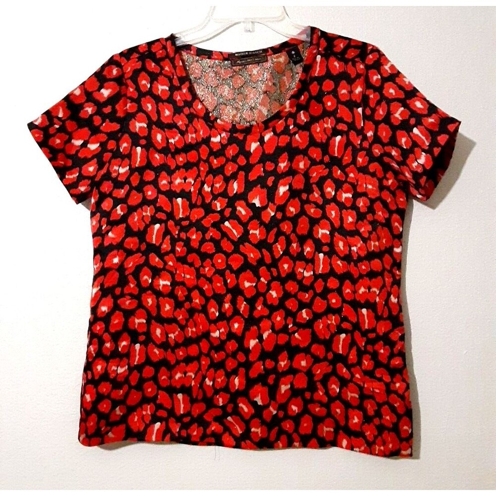 Maison Scotch Marie's must have silk leopard print 2 loose fit blouse Red gold